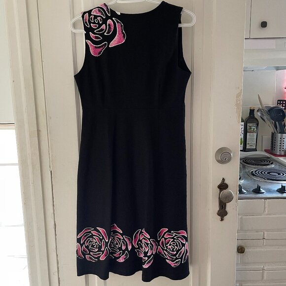 1980s Vintage Black, Pink and White Jersey Dress - Picture 3 of 5
